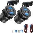 2 Pack Dual PD 30W USB C Port and Dual Quick Charge 3.0 Port 12V USB Outlet with Power Switch, 78W Multiport Car Charger Socket Waterproof DIY Accessories for Car Boat Marine Motorcycle RV ATV