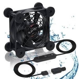 Quiet 80mm Fan with 10 Speed USB 5V DC 12V IPX5 Waterproof Cooling Fan for Tablet TV Receiver Router DVR Xbox Greenhouse Kennel Computer Cabinet Component Cooling
