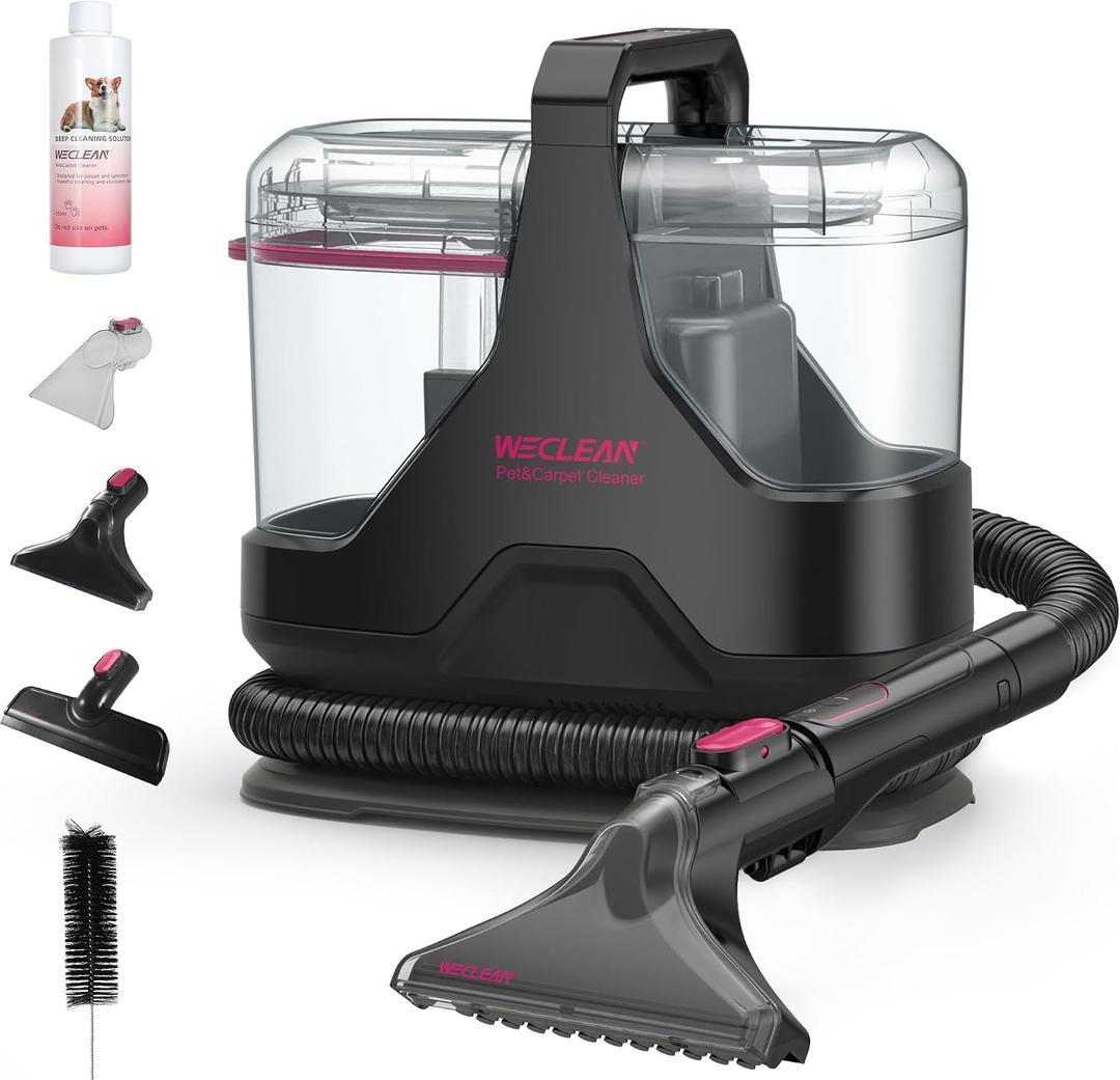 Portable Carpet Cleaner18kPa Handheld Spot Cleaner for Upholstery and Car InteriorPet Stain Remover with 500ml TankLightweight for SofaCouchStairsMattressBlack and Pink