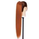 Flufymooz ponytail extension, 26 Inch Long Straight Drawstring Ponytail Synthetic Hairpieces Fake Pony Tails Natural Soft Clip in Hair Extension Pony Tail for Women (Ash Brown with Blonde Highlights)