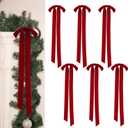 Biggun 9x24in Large Velvet Bows for Christmas Tree Decorations - 6 Pcs Velvet Ornaments with Tie for Christmas Wreath Garland Fireplace Decor, Burgundy