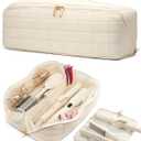 Hot Tools Travel Case with Heat Resistant Mat Pouch, Large Hair Tool Organizer Bag for Curling Iron Flat Iron Hair Dryer Hot Air Brush, Water Resistant Makeup Bag Gift for Women, Beige