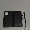 Defencase for iPhone 15 Magnetic Wallet Case Compatible with Magsafe with RFID Blocking Zipper & Card Holder for Women Men, PU Leather Strap Detachable Phone Case for iPhone 15 (6.1 inches), Black