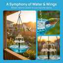 Solar Cascade Hanging Bird Bath Fountain 2026, Outdoor Large Humming Birds Hanging Water Fountains, Solar Powered Baths with Shower Bowl for Outdoors Garden Patio Backyard Lawn Decor (Blue)