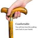 Handmade Wooden Walking Canes for Men American Oak Walking Sticks with Wrist Strap and Rubber Tips Lightweight Wood Crutch for Seniors - 36 Inches (Yellow)