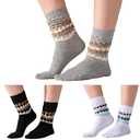 Mosithings Women's Slouch Socks Soft Casual Calf Socks Retro Scrunch Crew Socks 3/4 Pairs,Black&White&Grey,S
