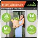 UnBugs Magnetic Screen Door - Fits Doors up to 34 x 82 Inches Max (Item Size 36 x 83) - Pet & Kid Friendly Self-Closing - Hands Free Magnet Closure - Bugs Out & Breeze In