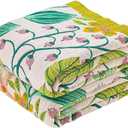 Beige Boho Throw Blanket, 100% Cotton Blankets for Couch Bed, 60"x80"Cotton Quilt Travel Muslin Blankets Farmhouse Home Decor Soft Lightweight Picnic Blanket for Summer (B-white Flower)