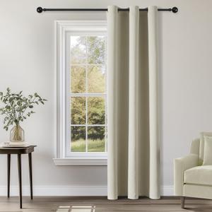ChrisDowa Blackout Curtains 72 inches Long for Bedroom - Grommet Thermal Insulated Room Darkening Curtains for Living Room (1 Panel, Beige, 42 x 72 Inch)
