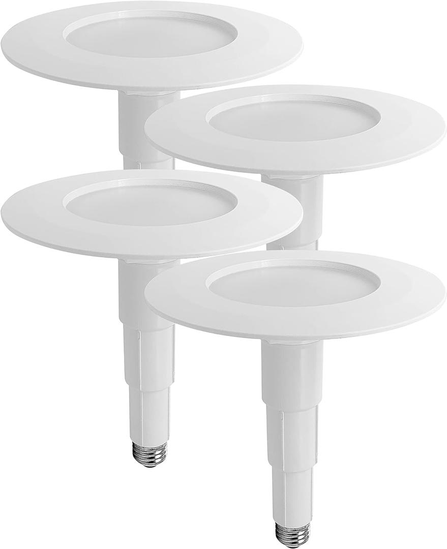 Soliseed 4 Pack 5/6 Inch LED Can Lights Length Adjustable Recessed Lights, Retrofit Downlight ETL Damp Rated,12W=60W,5000K Daylight,800LM, Dimmable, Bevel Trim, Easy Install