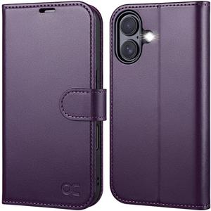 OCASE Compatible with iPhone 16 Wallet Case, PU Leather Flip Folio Case with Card Holders RFID Blocking Kickstand [Shockproof TPU Inner Shell] Phone Cover 6.1 Inch 2024, Dark Purple