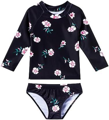 Snowheart Girls Rash Guard Sets Long Sleeves Swimsuit 2 Pieces Tankini Bathing Suit Swimwear for Girls Size 105