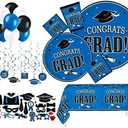 Serves 30 | Complete Party Pack | Congrats Grad Green Party Supplies | 9" Dinner Paper Plates | 7" Dessert Paper Plates | 9 oz Cups | 3 Ply Napkins Beverage and Lunch Napkins | 2 Table Cover | 20 Ph