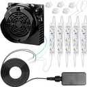 1 Set Christmas Replacement 1.2a Air Blower Fan Blower with 5 LED Light Large Inflatable Air Fan 12v 1.5a Adapter for Xmas Holiday Yard Inflatables Decor with 2 Ties (1 Set)