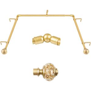 Bay Window Curtain Rods, USFOOK Gold Curtain Rods for Bay windows 32 to 86 Inch (Center Rod), 32 to 58 Inch Side Rod for windows, Decorative Drapery Rods with Bling Finials