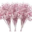 ROSELEAF 28 Pack Christmas Tree Picks and Sprays, Pink Christmas Ornaments Artificial Glitter Berry Flowers Stem Branches Ornaments for Christmas Tree Gift Small Vase Home Holiday Wedding Party