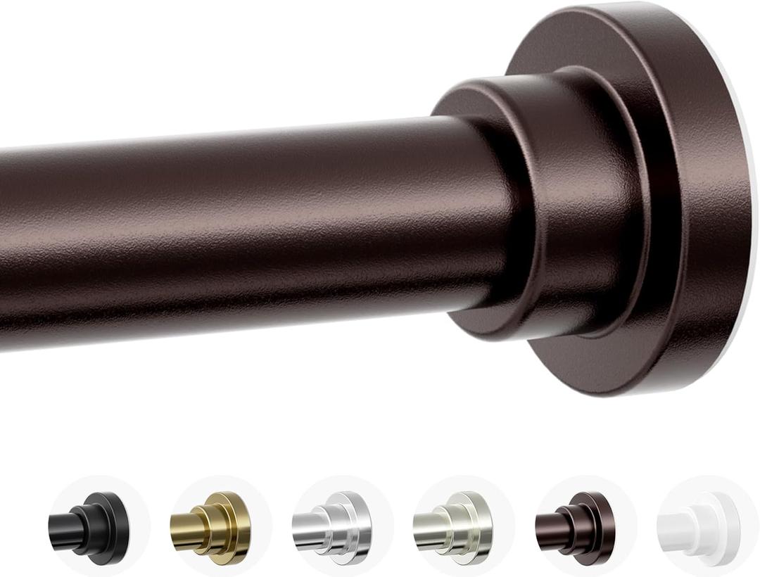 Shower Curtain Rod, 1" Diameter Heavy Duty Tension Shower Rod, Non Slip Adjustable 28-74 inch No Drill Shower Curtain Rods Spring Tension For Bathroom, Shower Stall, No Rust, Bronze (28-74 Inches)