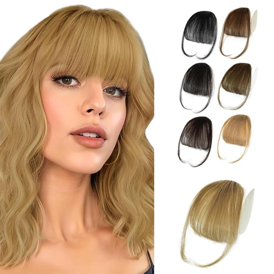 NAYOO Bangs Hair Clip in Bangs 100% Real Human Hair Extensions Wispy Bangs Clip on Air Bangs for Women Hairpieces Curved Bangs(Wipsy Bangs ash ablonde)