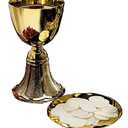 Gold Plate Brass Chalice with Paten, 12 Ounce