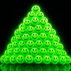 ArtCreativity 36 PCS Glow in The Dark Smile Face Green Bouncy Balls - Bulk Pack of 36, 1 Inch High Bounce Balls for Kids, Christmas Party Favors, Goodie Bag Stuffers for Boys and Girls