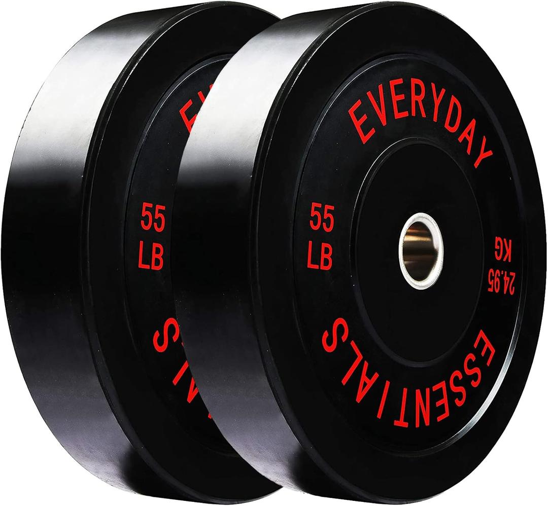 BalanceFrom Color Coded Olympic Bumper Plate Weight Plate, 55LB Pair (Black)