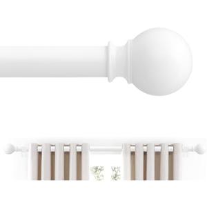 White Curtain Rods 36 to 72 Inches(1.2-2.4 Feett),5/8 inch Splicing Drapery Rods,Small Curtain Rods Set,Size: 36''-72'', White