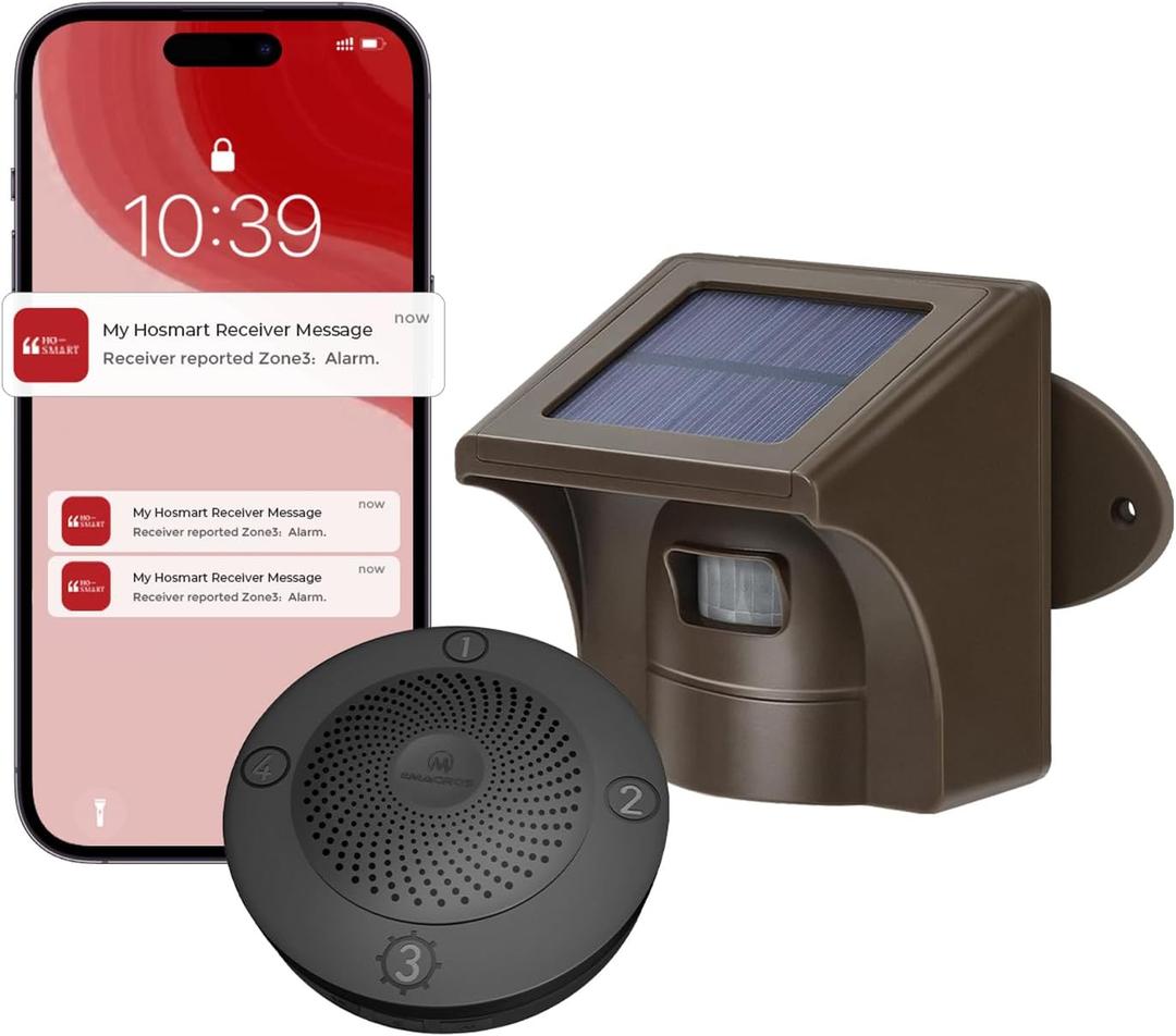 eMACROS Pro 3 Solar Driveway Alarm with App, 1/2 Mile Range, Wireless Outdoor Weatherproof Motion Sensor & Detector, Perfect Mother Day Gifts for Mom (1receiver and 1sensor)