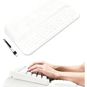 Wrist Rest for Keyboard, Ergonomic Keyboard Stand with Wrist Rest, Soft Memory Foam Wrist pad with Non-Slip Base & Dust Brush, Comfort for Office, Work, Gaming- White