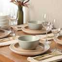 Gibson Elite Leeds Court Plates and Bowls Sets, 16-Piece Stoneware Dinnerware Sets, Assorted Colors, Round Speckle Reactive Glaze Dish Set