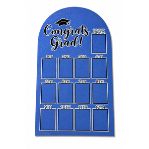 Leinuosen 2026 Graduation Photo Display Kindergarten to 12th Grade Photo Display 12 x 17 Inch School Years Wood Picture Board for Senior High School Graduation Decoration, 2 x 3 Pictures(Blue Black)