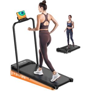 Walking Pad, Under Desk Treadmill, Walking Pad with Incline, 2 in 1 Treadmills for Home/Office, Compact Portable Foldable Treadmill, Installation-Free Low Noise, Safety Lock and LED Display