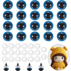 PATIKIL 10mm Safety Eyes, 20Pcs Realistic Doll Crocheting Safety Eyes with Washers for Decor Crochet Accessories Dolls Craft Halloween, Blue