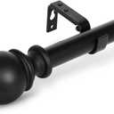 Curtain Rods for windows,1" Diameter Curtain Rod, 32-48" Standard Decorative Window Curtain Rod Set with Brackets for bathroom Kitchen Bedroom Window, Black