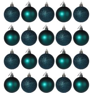 Kingfisher Teal Blue Glitter Christmas Tree Hanging Baubles 