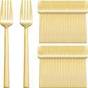DaYammi 100 Pcs Gold Plastic Forks 7.67 inch, Gold Plastic Silverware, Disposable Utensils, Heavy Duty Disposable Flatware Dinnerware Perfect for Dinner Party Wedding