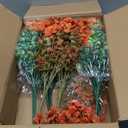 CEWOR 24 Bundles Orange Artificial Mums Flowers Fake Fall Plants for Outdoor Indoor, Fake Silk Daisy with Eucalyptus Leaves for Autumn Garden Front Door Porch Planter Patio Home Decor