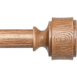 Wood Curtain Rods for Windows 30 to 56 Inch, Adjustable Decorative 1'' Heavy Duty Metal Curtain Rod with Modern Faux Wood Grain Finials, Rustic Farmhouse Bedroom Boho Drapery Pole