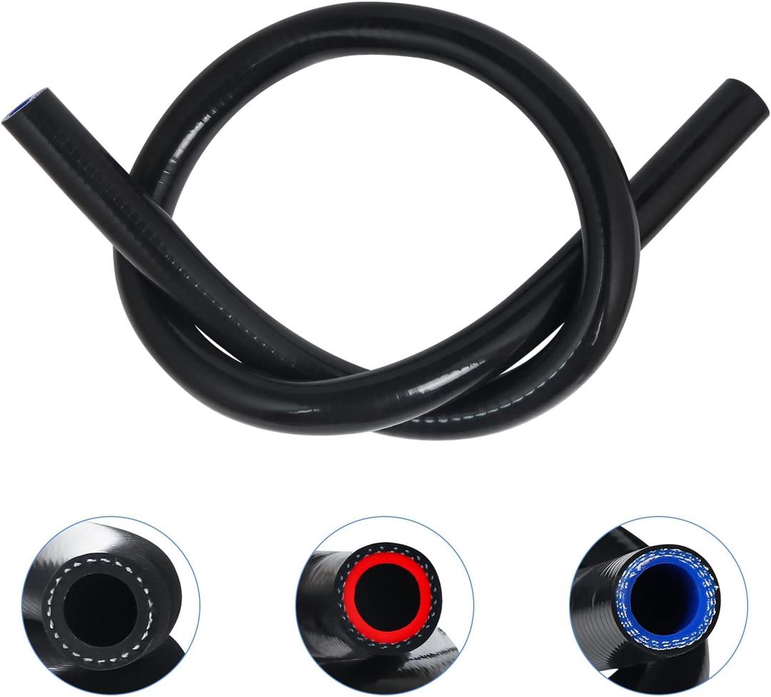 KDP 1/4"X5FT(ID:6MM) 1.5 M Silicone Heater Hose Coolant Radiator Vacuum Line, 1ply Reinforced 4MM Thick, Max Temperature Rating 350F Work Pressure 100 psi+ Mutiple Use for Air and Water