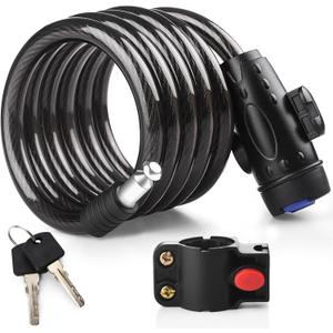 Bike Lock, [4ft/1.2m] Diyife Bike Cable Locks with 2 Keys, Weatherproof Heavy Duty Bicycle Lock Cable Anti-Theft Security Cable with Mounting Bracket for Motorcycle, Scooter, Ebike