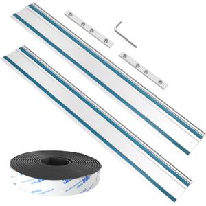 194368-5 110"Track Saw Guide Rail for Makiita Track Saw, 55"x2 Guide Rail for Makita Guide Rail, Include 5m Splinter Guard and 2 Connectors, Perfect for Woodworking Longer Cuts