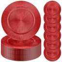 Tanlade 50 Pcs Charger Plates Bulk, 13 Inch Plastic Round Charger Dinner Plates Elegant Wedding Serving Plate for Event Tabletop Wedding Party Bridal Baby Shower Decor (Red)