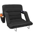 Suteck Stadium Seats with Back Support 1 Pack – 23" Wide Folding Bleacher Chairs, 6-Position Recline, Waterproof with Side Storage Bags, Portable Cushioned Seats for Outdoor Sports & Events