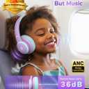iClever BTH26 Active Noise Cancelling Headphones for Kids, 60H Play Time, Safe Volume 80dBA, Type C Fast Charging, Bluetooth5.4, Kids Bluetooth Headphones with Mic AUX Cord for iPad Airplane, Purple