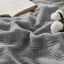 Bedsure 100% Cotton Muslin Throw Blanket Large 50x70 Inches - 4-Layer Breathable and Lightweight Thin Soft Summer Gauze Muslin Blankets for Adults, Grey, Boho Cotton Throw for Couch