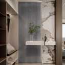 YLL YLL PVC Slat Wall Panel Peel and Stick 118"x 15.7" Faux Grey Wood Grain Slat Panel Self-Adhesive Wallpaper Soundproof 3D Wall Panels