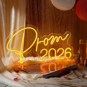Rossesay Prom 2026 LED Neon Sign 20 x 10.6 Inch Graduation Party Decorations Congrats Graduate Lighted Wall Art Prom 2026 Congratulations Sign for Birthday Wedding Graduation Party Gift Wall Decor
