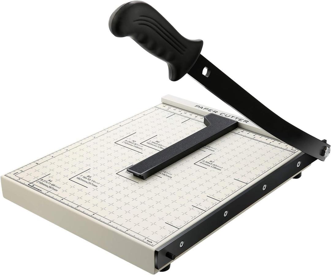 Paper Cutter for Cardstock Heavy Duty 12 inch, 12" Cut Length Guillotine Paper Trimmer for Cardstock Metal Base, for Home Office Classroom School