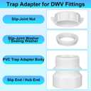 4 Pack 1-1/2 Hub x 1-1/4 Slip PVC Trap Adapter Dwv Drain Pipe Slip Coupling P-trap Connector White PVC Drain Fitting for Bathroom Kitchen Sink