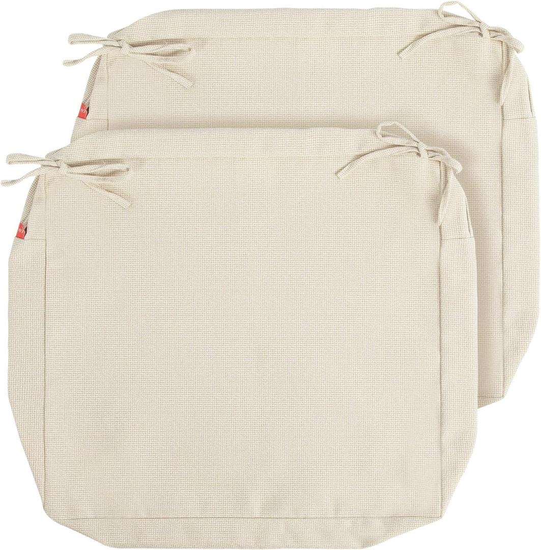Patio Cushion Covers with Ties, 2 Pack, Outdoor Water Resistant Deep Seat Chair Cushion Slipcover 20x18x4 Inch for Garden Couch Sofa (Replacement Cover Only)-Cream