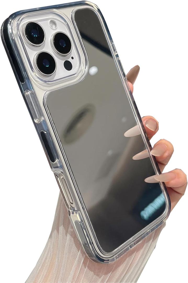 ZTOFERA Mirror Case for iPhone 14 Pro Max, Mirror for Girls Women Makeup, Cute Glossy Hard Back & Soft Edge Extra Protection Anti-Drop Shockproof Phone Cover for iPhone 14 Pro Max-Black